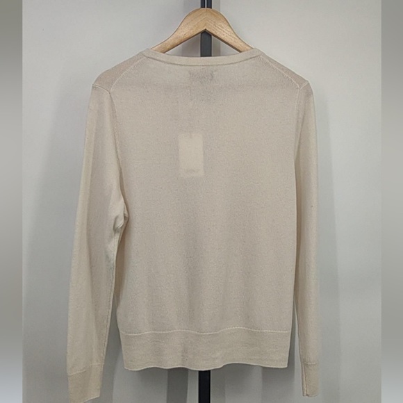 Quince Mongolian Cashmere Cardigan Sweater Color Ivory Size L - Picture 7 of 7